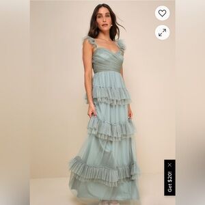 Pure Radiance Sage Brush Mesh Swiss Dot Maxi from Lulus, brand new size XS